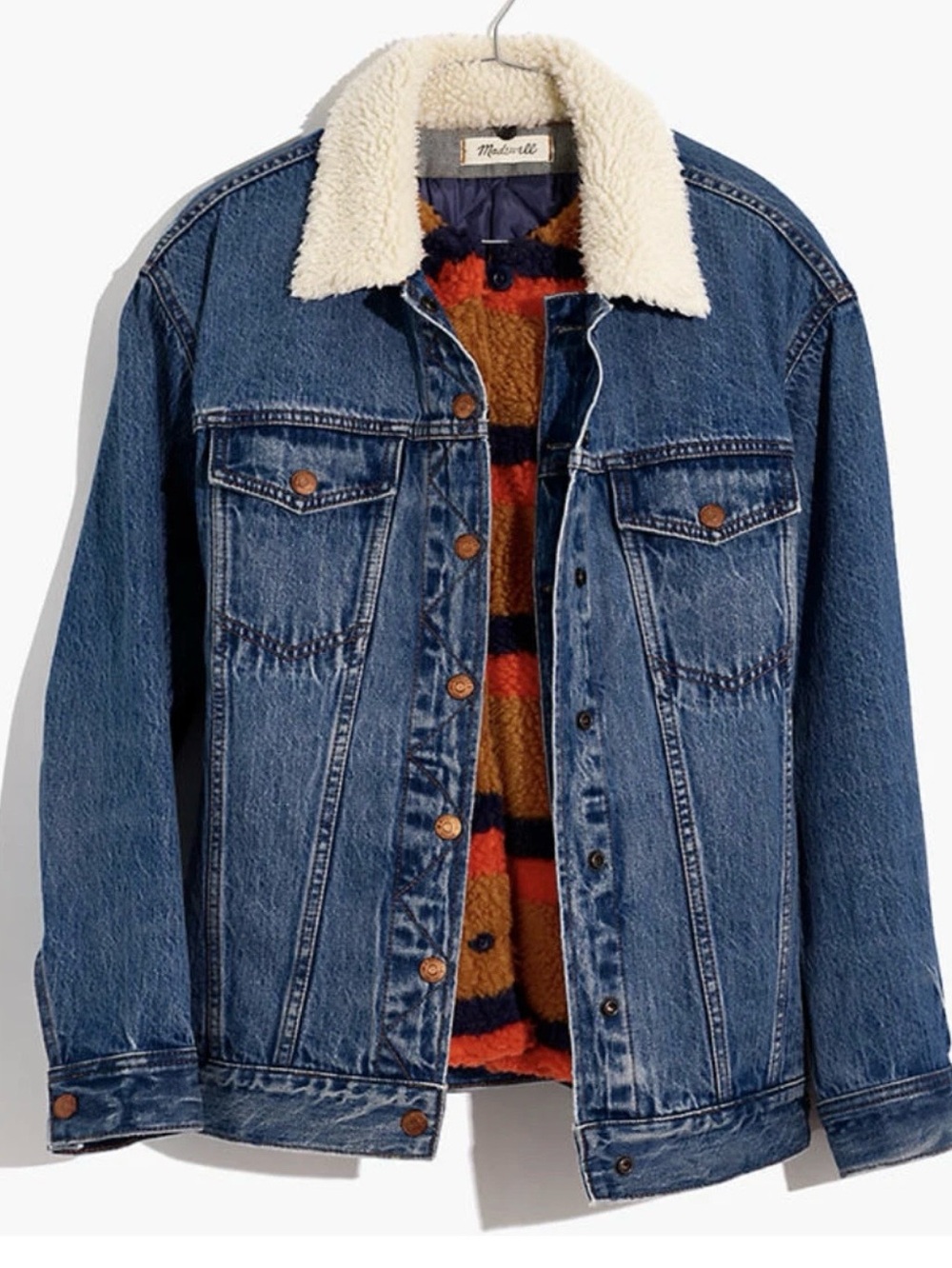 Kule x Madewell oversized Sherpa lined jean jacket sz XL